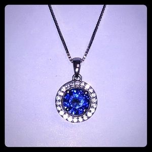 SOLD Sapphire Pendant Sterling Silver 18” chain